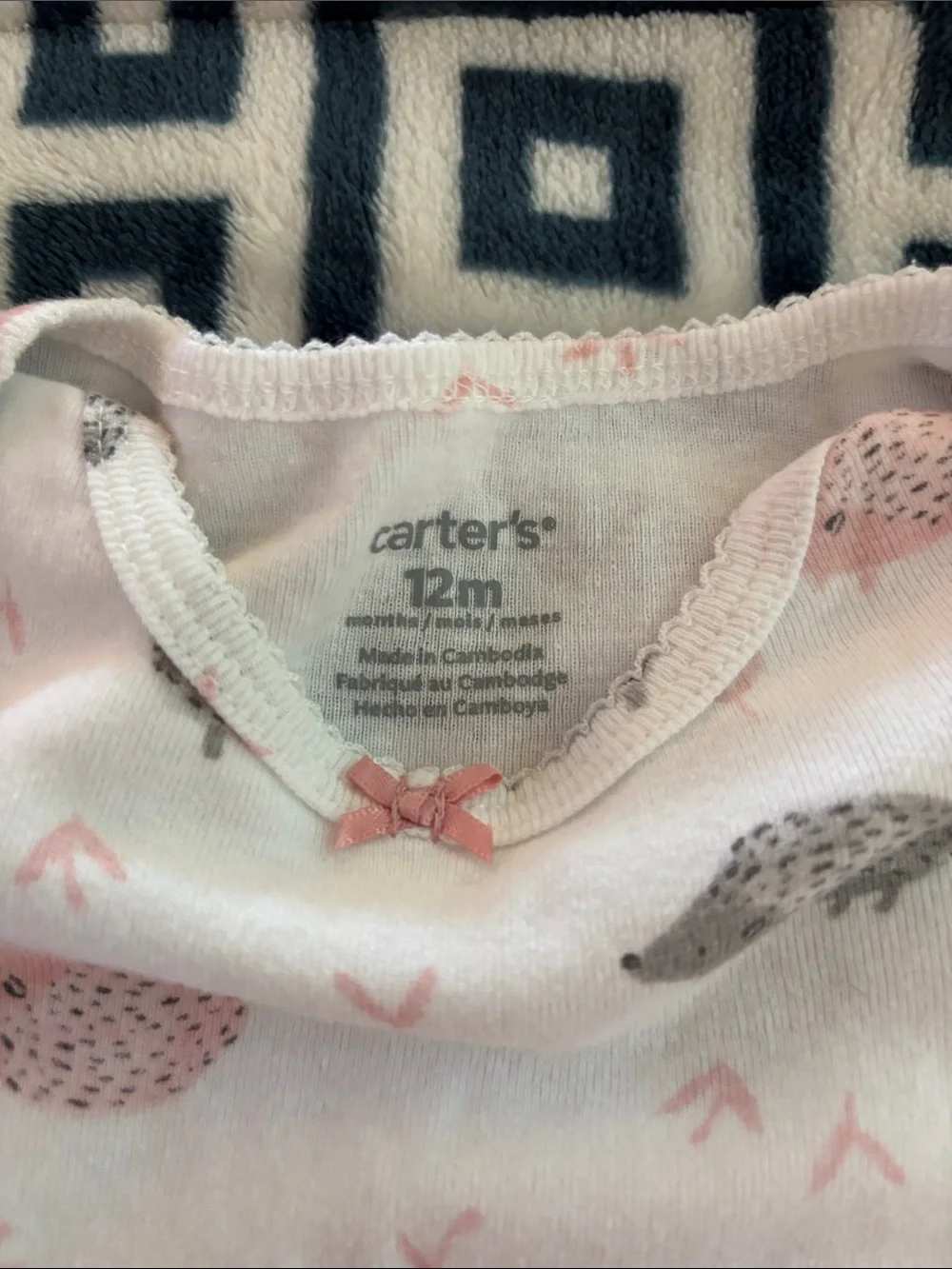 Carter's Pink & Gray Hedgehog Long-Sleeve Baby One-Piece Bodysuit